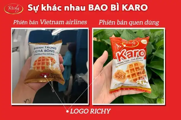 Bánh trứng chà bông Karo và bánh ăn nhẹ trên VietnamAirlines