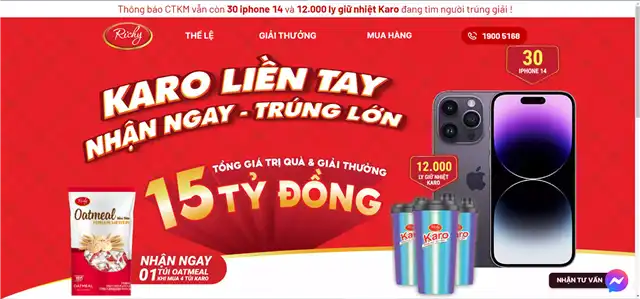 THỂ LỆ CHƯƠNG TRÌNH KHUYẾN MẠI “KARO LIỀN TAY NHẬN NGAY – TRÚNG LỚN”