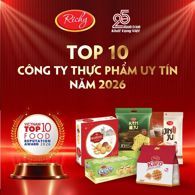 Richy giữ vững phong độ lọt Top 10 Công ty Thực phẩm uy tín năm 2026