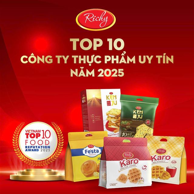 Richy tăng hạng mạnh mẽ trong Top 10 Công ty thực phẩm uy tín 2025