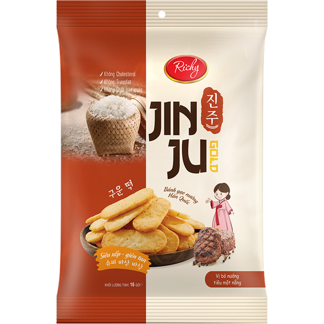 Bánh gạo Richy Jinju bò nướng tiêu một nắng