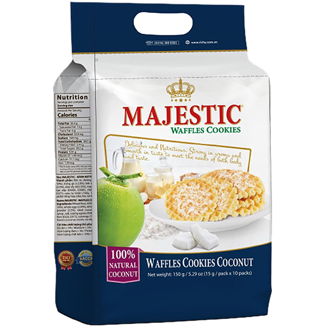 Bánh bơ trứng Majestic dừa túi 150gram