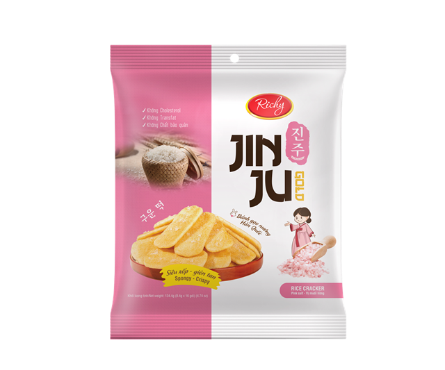 Richy Jinju Gold Pink Salt Rice Crackers