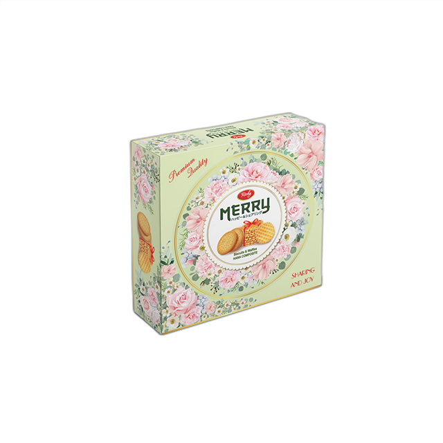 Merry Biscuits and Waffles in tin boxes