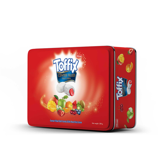 Elvan Toffix Fruit Chew 300g (Tin Box)