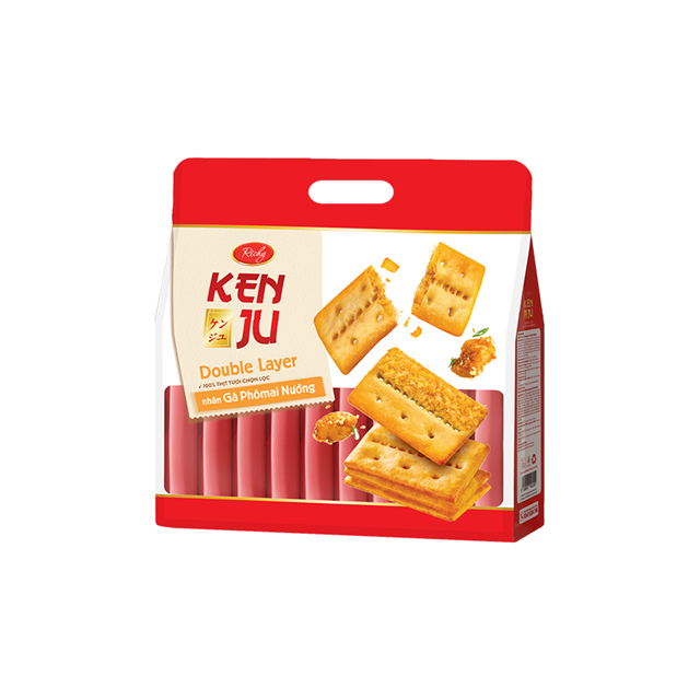 Bánh kenju 2 lớp nhân gà phô mai nướng