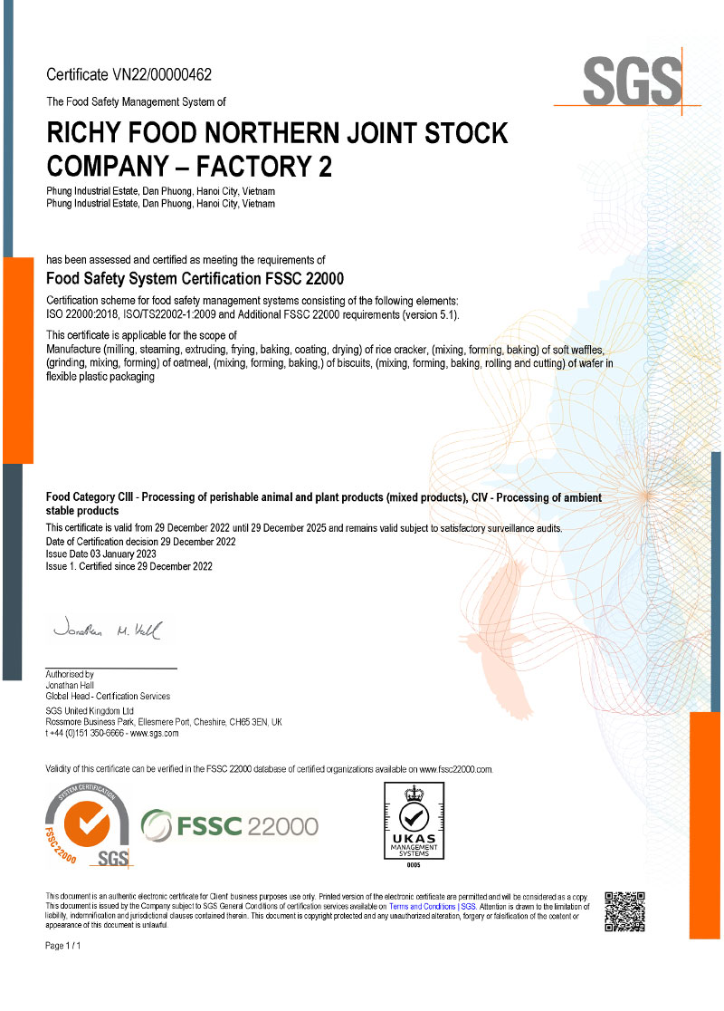 CERTIFICATE OF SGS - FACTORY 2